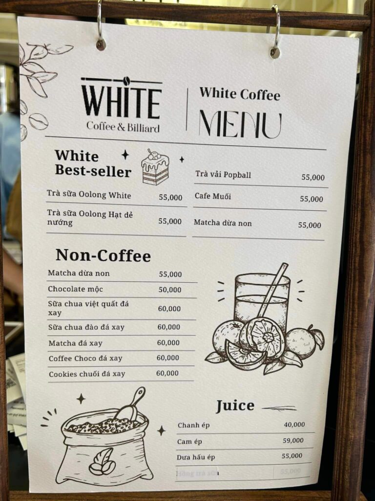 Review quán White Coffee & Billards - 476 Thuỵ Khuê, Tây Hồ, Hà Nội