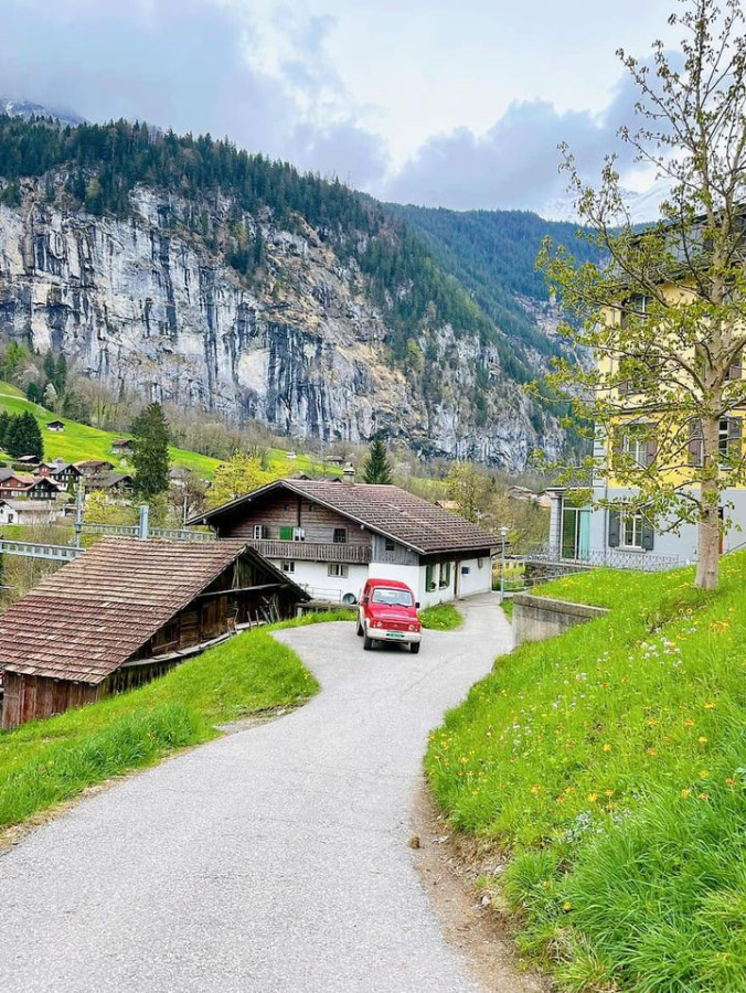 Lauterbrunnen is a municipality in the Swiss Alps. It encompasses the village of Lauterbrunnen, set in a valley featuring rocky cliffs and the roaring, 300m-­high Staubbach Falls.