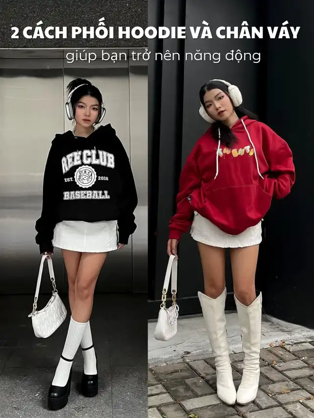 Cách phối áo hoodie với chân váy từ dễ thương đến cá tính - Shopee Blog