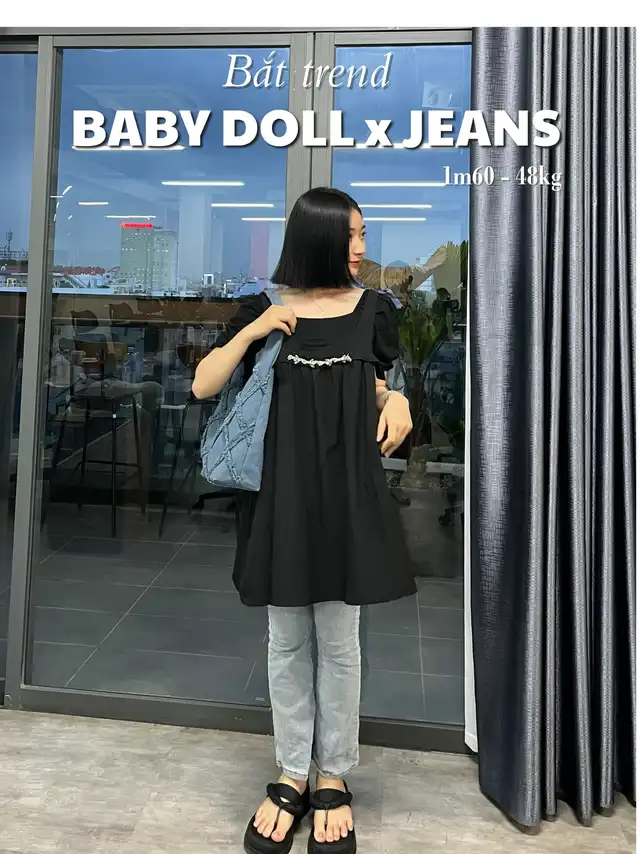 Bắt trend mix jean và baby doll