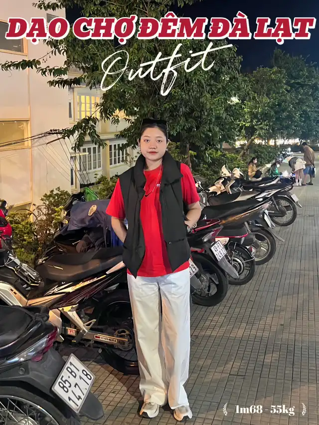 Outfit dạo chợ đêm Đà Lạt1m68 - 55kg